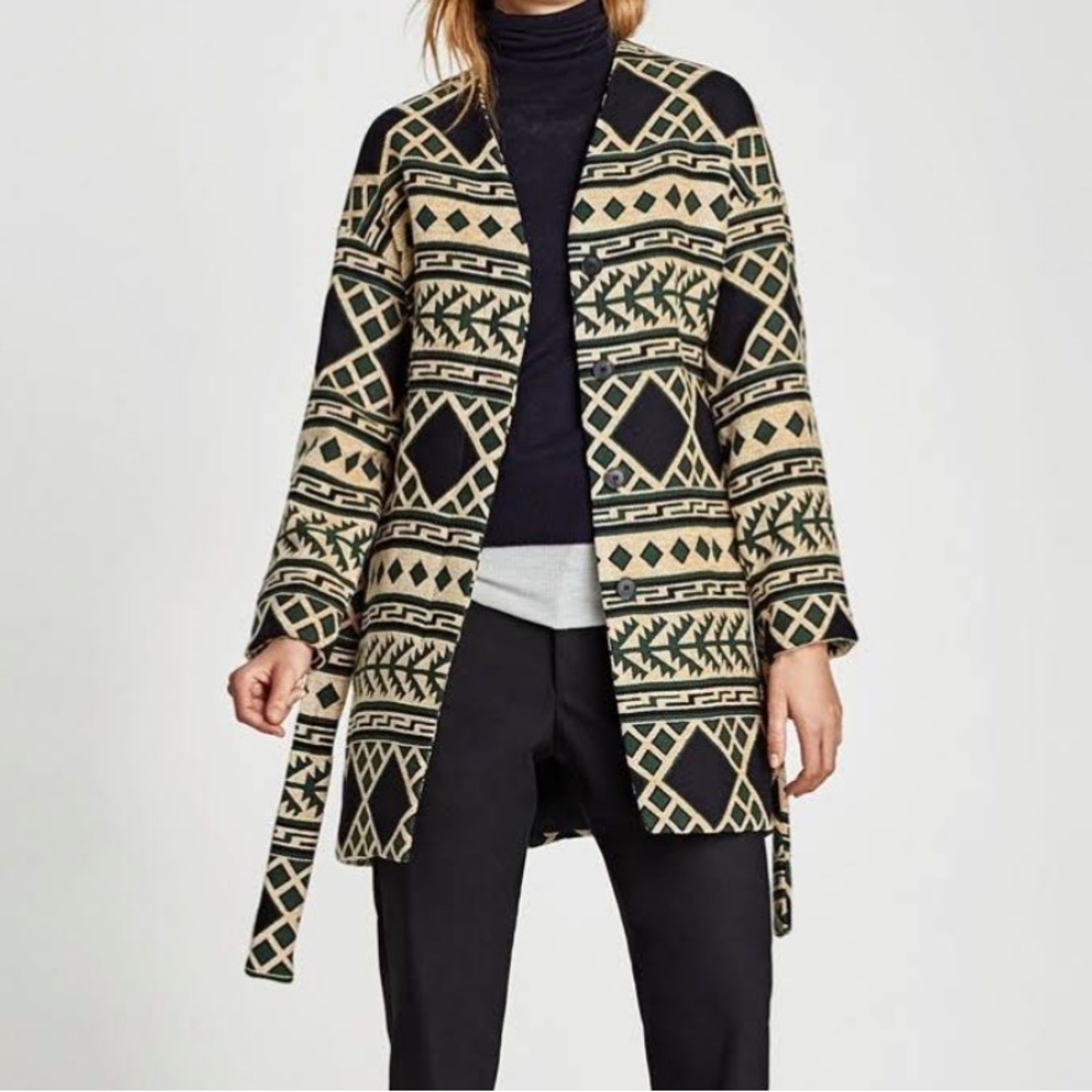 Zara aztec tapestry coat